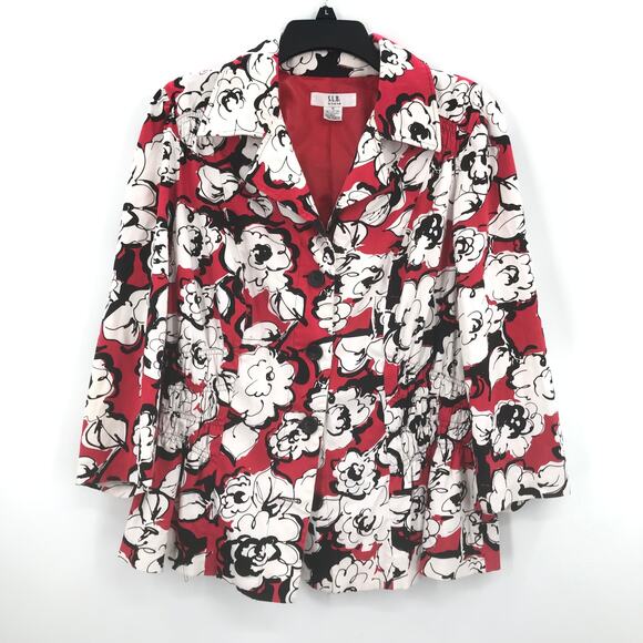 S.L.B Long Sleeve Button Up Jacket Abstract  1X - Picture 1 of 7